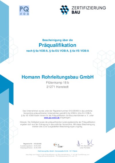 PQ Bescheinigung
